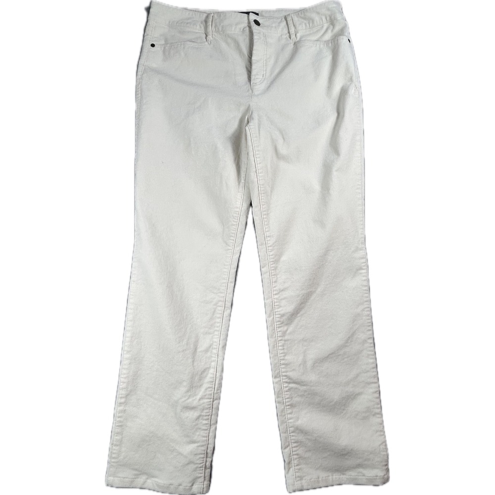 Talbots Simply Flattering High Waist Straight Leg Corduroy Pants Cream White 12